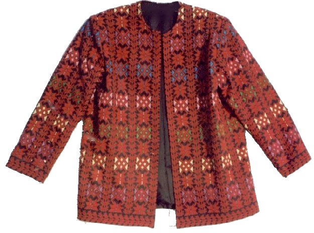 COLORED JACKET-Arabic Cross Stitch Embroidery, Palestinian embroidered (cross stitch) dresses, Free Shipping, Palestinian embroidered (cross stitch) Jackets, Palestinian embroidered (cross stitch) Shawls , Palestinian embroidered (cross stitch) Vests, Palestinian embroidered (cross stitch) cushions, Palestinian embroidered (cross stitch) pillows, Palestinian embroidered (cross stitch) Wall hangings